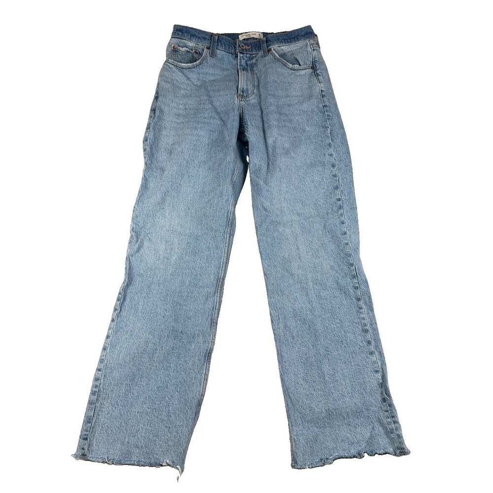 Abercrombie Curve Love Baggy Jeans Womens 26 2 Low Rise Light Wash Raw Hem